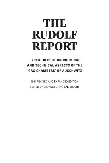 THE RUDOLF REPORT - Holocaust Handbooks