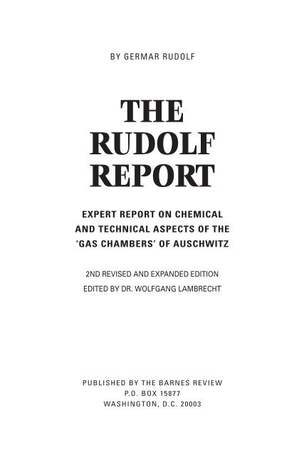 THE RUDOLF REPORT - Holocaust Handbooks