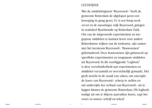 Werken aan wijken van de toekomst - Reyeroord - Logboek & Bouwstenen