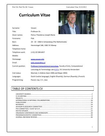 Curriculum Vitae - Prof. Piek Vossen