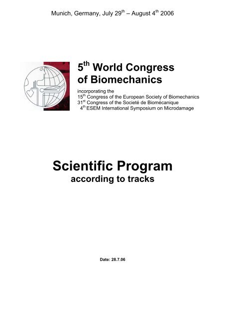 Scientific Program - 5. World Congress of Biomechanics