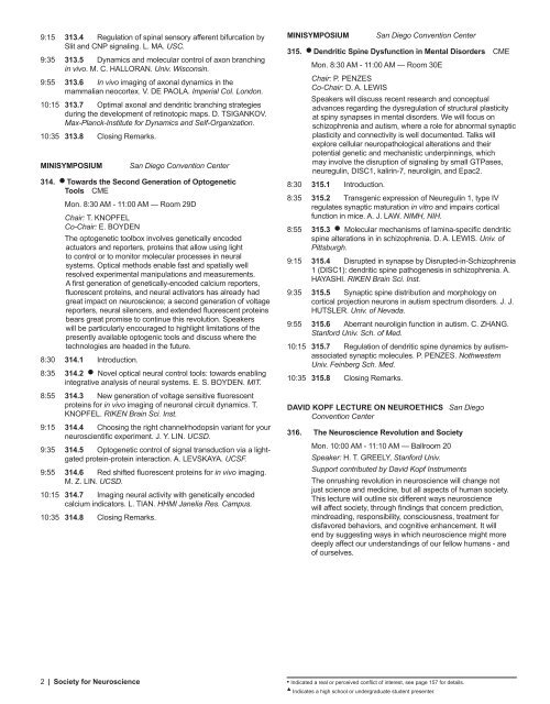 nanosymposium - Society for Neuroscience