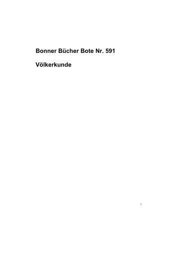 Bonner Bücher Bote Nr. 591 Völkerkunde - Dr. Rudolf Habelt GmbH