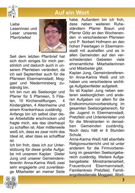 Pfarrbrief 2011 - St. Peter und Paul Unterleinleiter