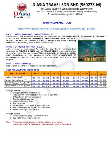 Palembang Tour Packages 2023/2024