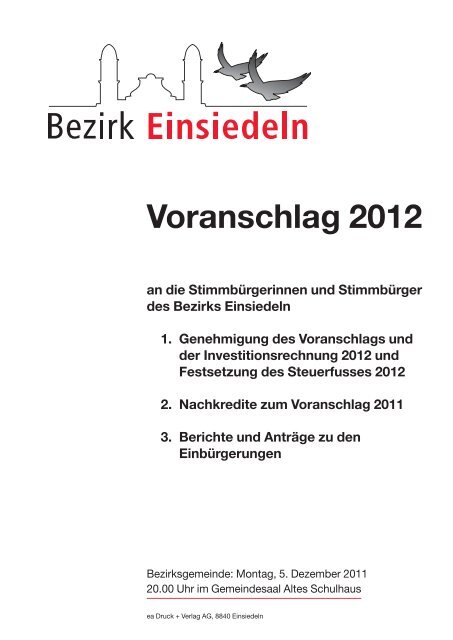 Voranschlag 2012 - Einsiedeln