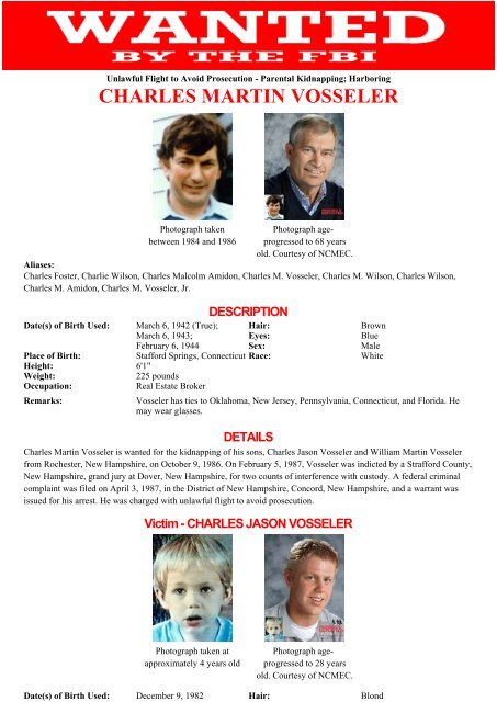 CHARLES MARTIN VOSSELER - FBI