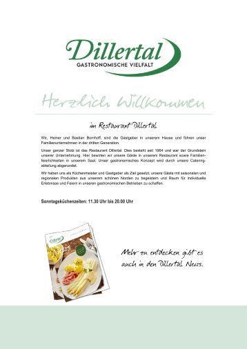 Dillertal - Sonntagsspeisekarte