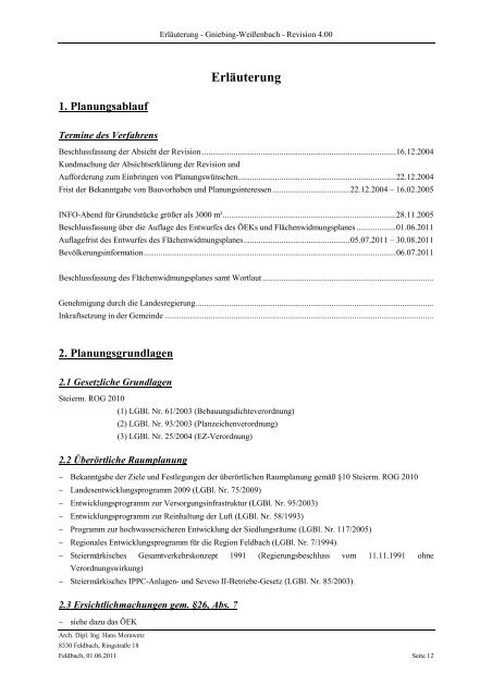 ERLÄUTERUNGSBERICHT - Gemeinde Gniebing-Weissenbach