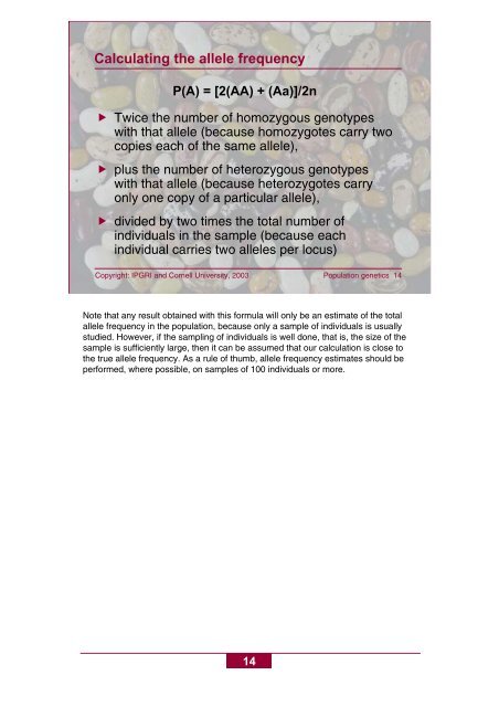 Basic concepts of population genetics - Bioversity International