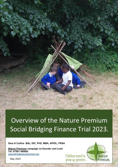 Overview of the Nature Premium SBF Trial May 2023