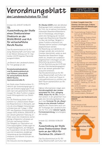 Verordnungsblatt - Landesschulrat für Tirol