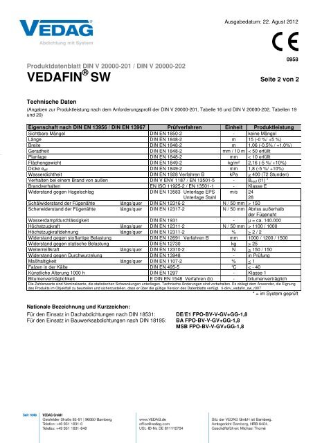 VEDAFIN SW - Vedag