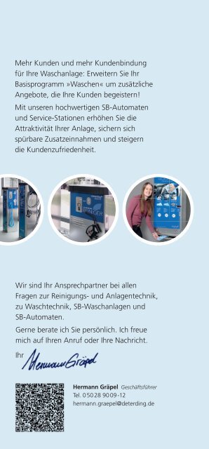 Broschüre "SB-Automaten für Fahrzeugwaschanlagen" von Deterding Reinigungstechnik