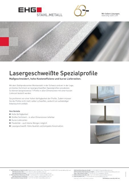 EHG Produktblatt Lasergeschweißte Spezialprofile DE 2023