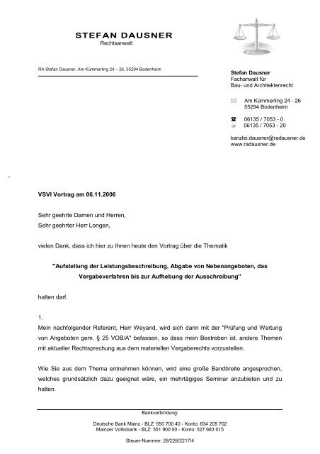Stefan Dausner Rechtsanwalt