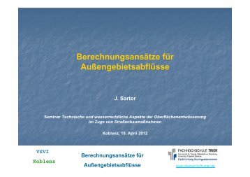 Berechnungsansätze für Außengebietsabflüsse - VSVI Rheinland ...