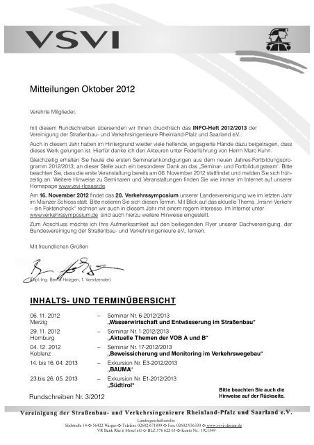 Mitteilungen Oktober 2012 - VSVI Rheinland-Pfalz Saarland