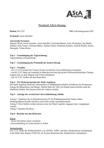 Protokoll AStA-Sitzung