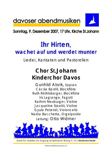 Ihr Hirten, wachet auf und werdet munter - musikforum davos