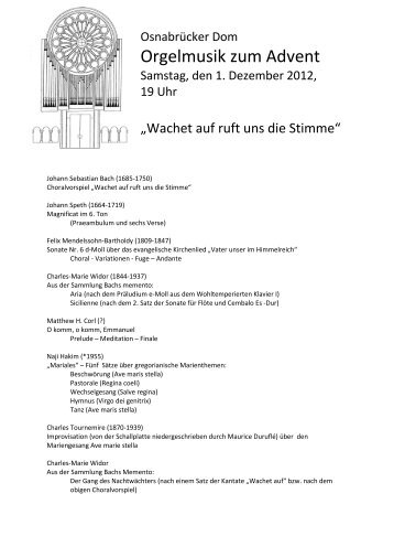 Orgelmusik zum Advent - Bistum Osnabrück