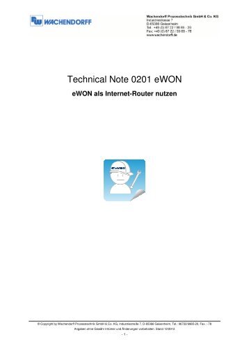 2 eWON als Internet-Router einrichten - Wachendorff ...