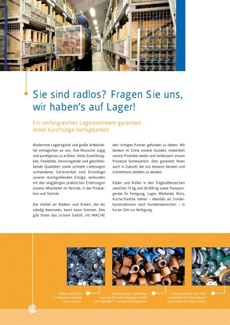 Wir bringen Ideen ins Rollen. Räder - Wache GmbH & Co. KG