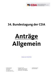 34. Bundestagung der CDA Anträge Allgemein