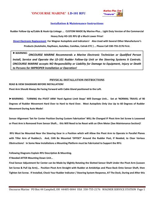 Ocm Ld101 Rfu Installation Doc Autonav Pdf Marine Plus Com