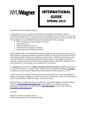 INTERNATIONAL GUIDE - NYU Wagner