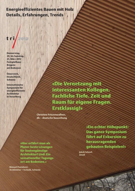 tri Flyer - Architekten Hermann Kaufmann ZT GmbH