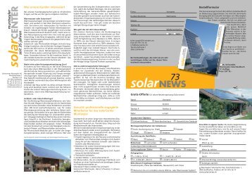 solarNEWS - SolarCenter Muntwyler AG