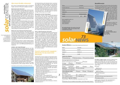 solarNEWS - SolarCenter Muntwyler AG