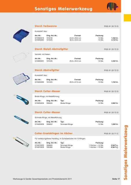 PROFIWERKZEUG – PREISKATALOG 2011 - Capatect