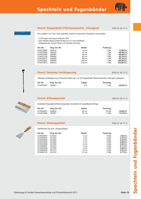 PROFIWERKZEUG – PREISKATALOG 2011 - Capatect