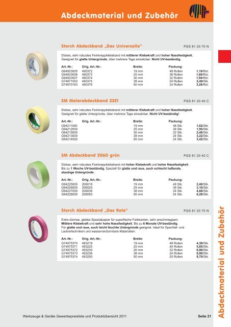 PROFIWERKZEUG – PREISKATALOG 2011 - Capatect