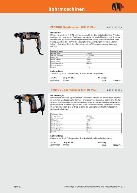 PROFIWERKZEUG – PREISKATALOG 2011 - Capatect