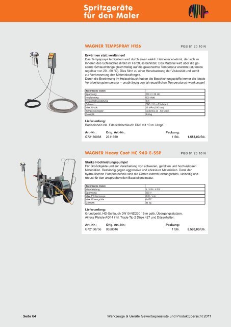 PROFIWERKZEUG – PREISKATALOG 2011 - Capatect