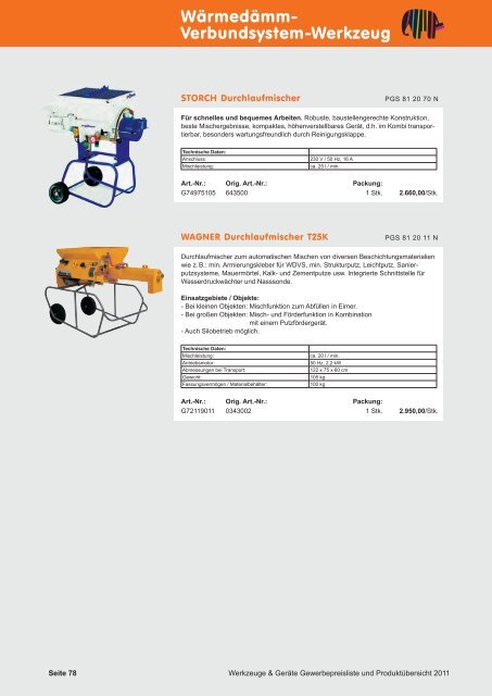 PROFIWERKZEUG – PREISKATALOG 2011 - Capatect