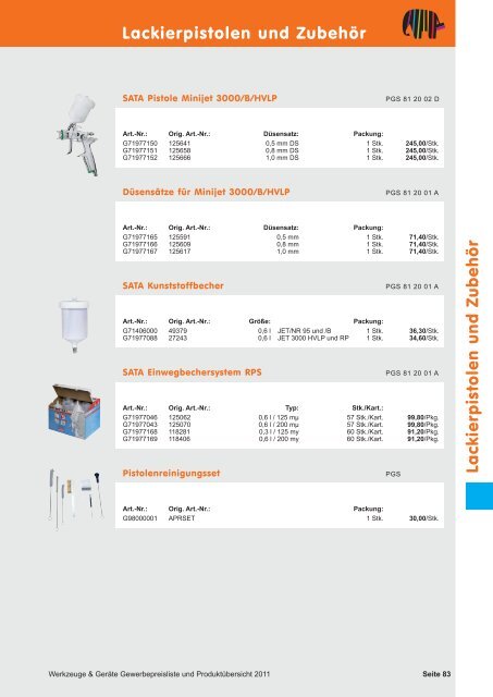 PROFIWERKZEUG – PREISKATALOG 2011 - Capatect