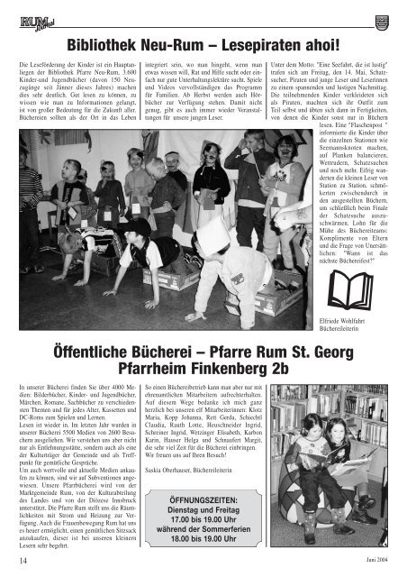 Rum-Journal 2004/3 (2,6 MB) - Marktgemeinde Rum - Land Tirol