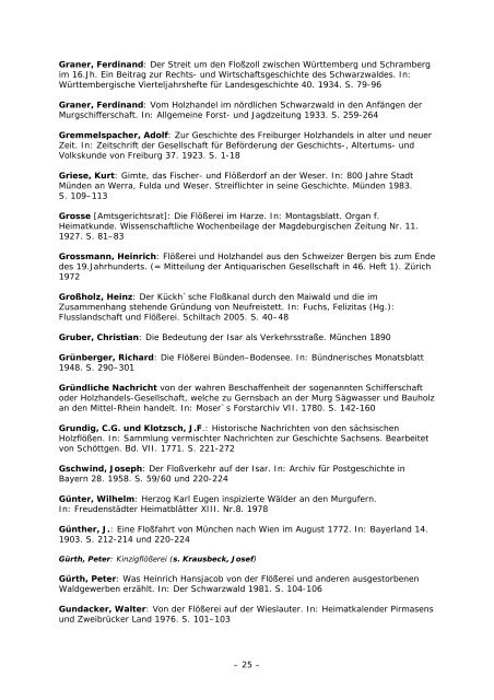 Flößerei- Bibliographie - Deutsches Schiffahrtsmuseum