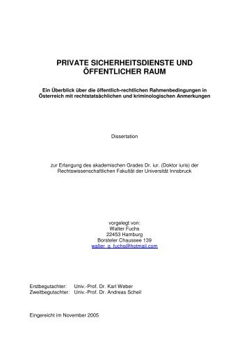 private sicherheitsdienste und öffentlicher raum - Institut für Rechts ...