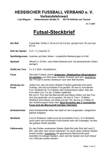 Futsal-Steckbrief - Schiedsrichter Vereinigung Schwalm-Eder