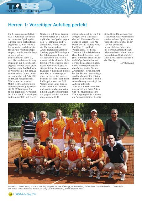 TABB-Aufschlag 2011 - Tennisabteilung SV Böblingen eV