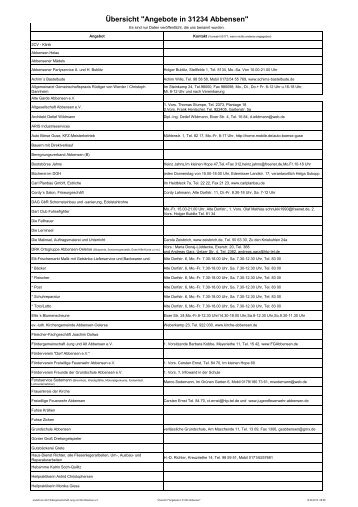 Übersicht "Angebote in 31234 Abbensen" - Fördergemeinschaft ...