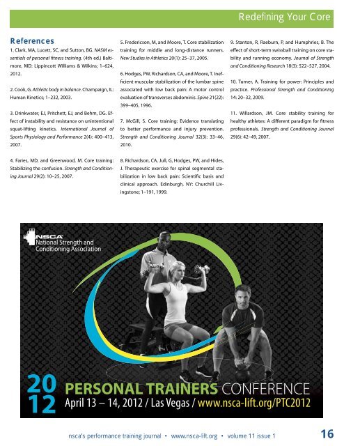 NSCA's Performance Training Journal | Issue 11.1 - Premier Fitness