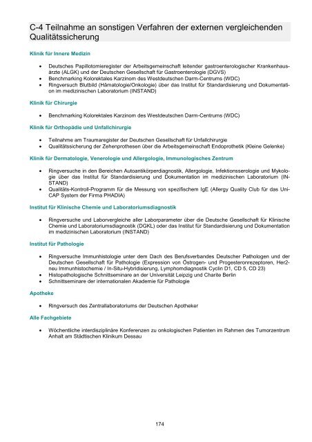 STÄDTISCHES KLINIKUM DESSAU Strukturierter Qualitätsbericht