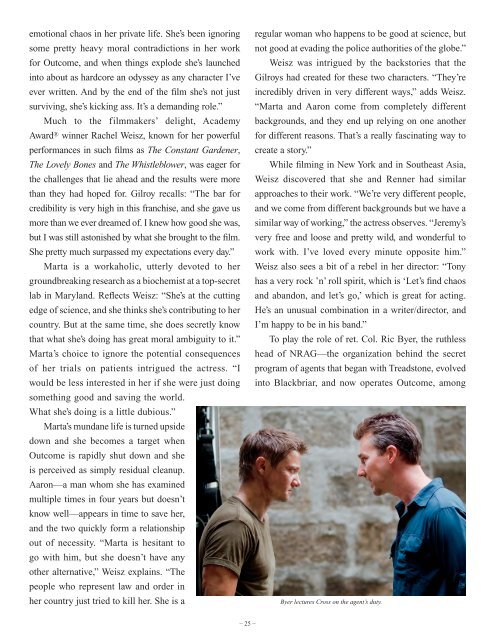 THE BOURNE LEGACY – Production Notes - I Watch Mike