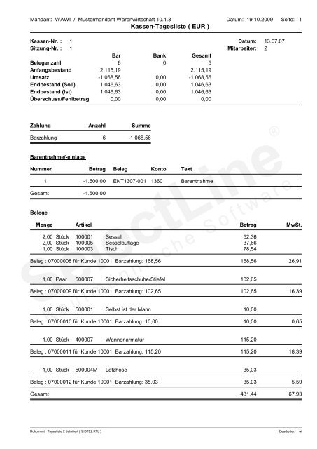 Musterauswertungen Warenwirtschaft - SelectLine Software GmbH